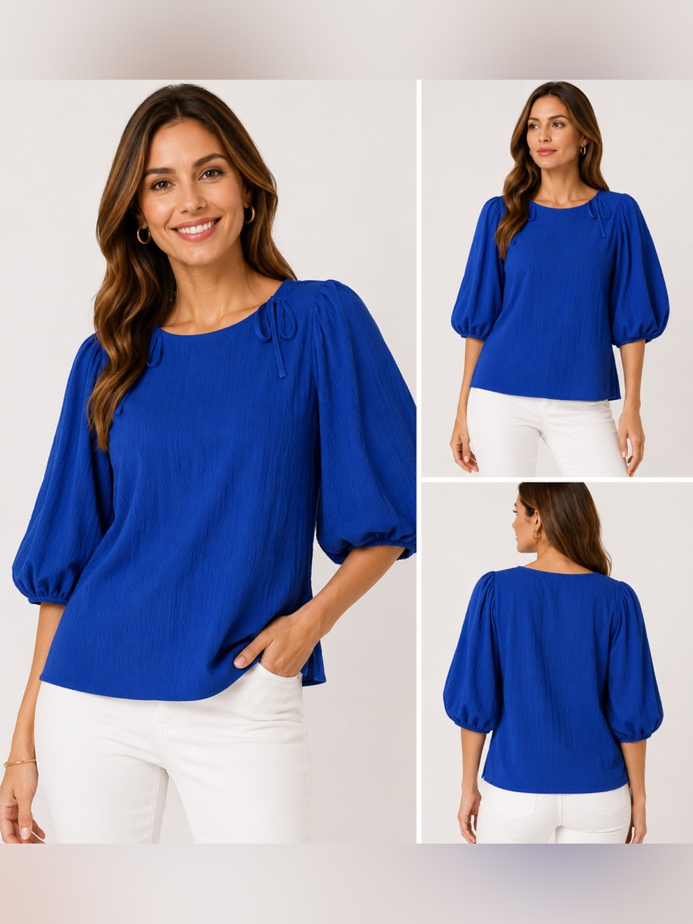 Vince Camuto Royal Blue Women's Balloon Sleeve Blouse Size Medium
